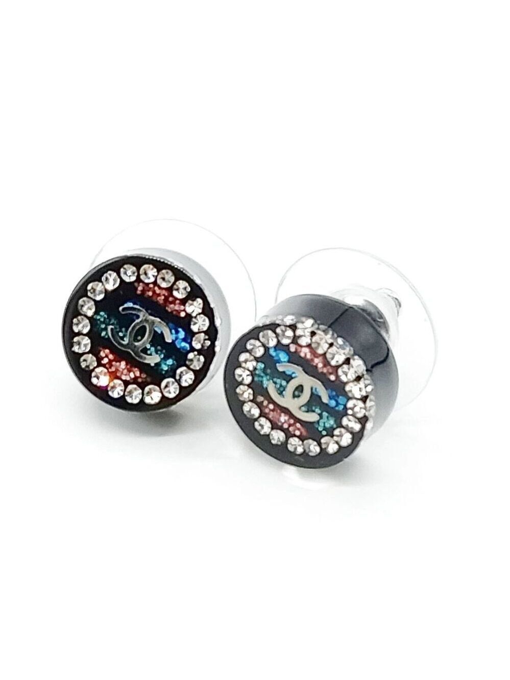 Chanel Pierced Earring Black 17 K 450-072925